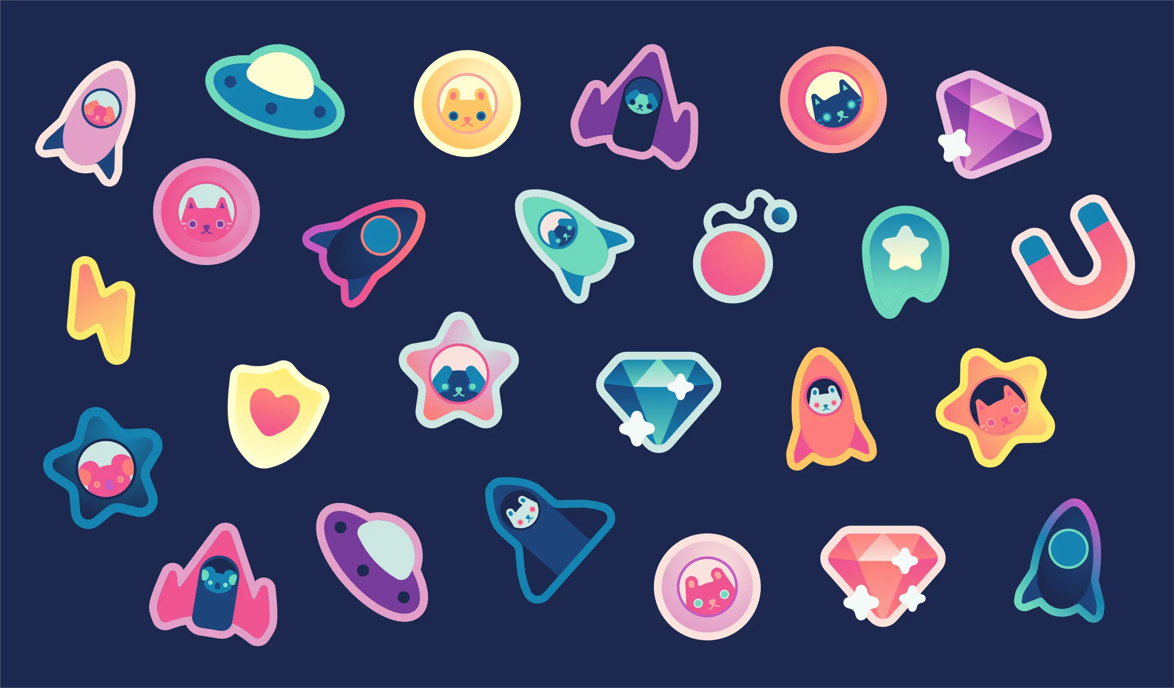 early explorations for break orbit ship and power-up designs.